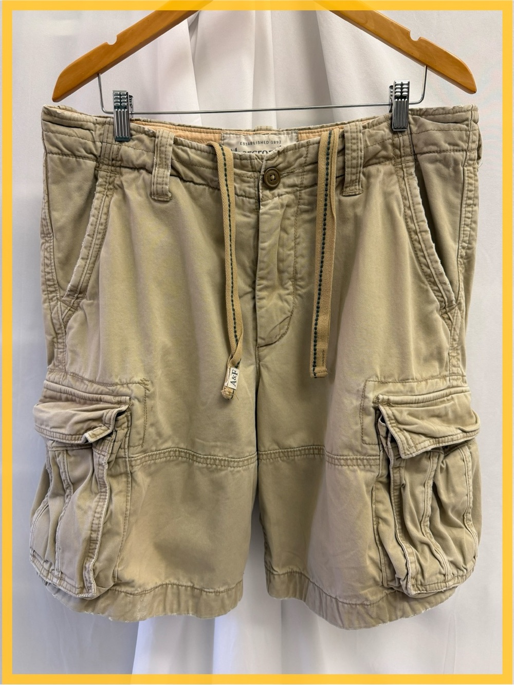 Vtg Abercrombie & Fitch Heavyweight Cargo Shorts Men 34 Tan Gorpcore Y2K Thick